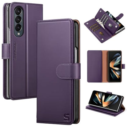 Shieldtop Compatible with Samsung Galaxy Z Fold 4 Wallet Case with Card Holder,Women Man RFID Blocking PU Leather Flip Shockproof Protective Cover Credit Card Holder Slots Kickstand,Purple - color: Purple, size: Samsung Galaxy Z Fold 4