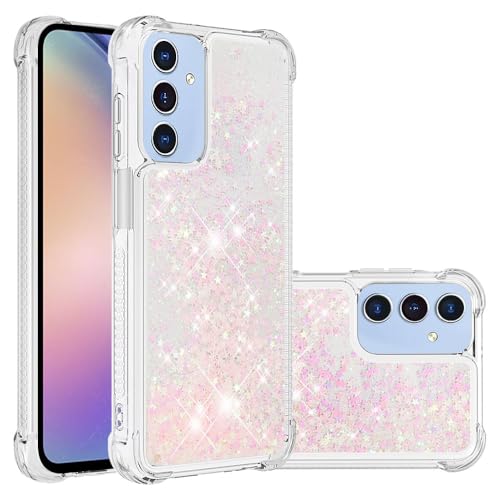 for Samsung Galaxy A37 5G Case Glitter Cute Liquid Star Pink YB | Phone Case for Girls Women,Bling Sparkly,Floating Quicksand,Soft TPU Clear,Shockproof Protective,Bumper Durable - color: Star, size: Samsung Galaxy A37 5G