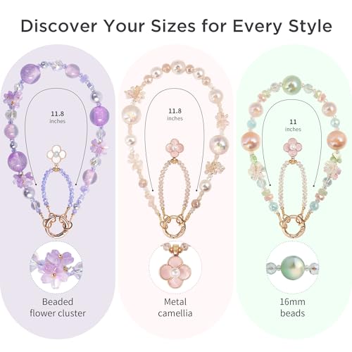 POSADINA Phone Charm for Women, Anti-Theft Beaded Wrist Strap & Lanyard, Hands-Free Chain with Tether Tab - color: Lilac Shimmer