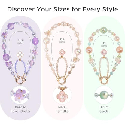 POSADINA Phone Charm for Women, Anti-Theft Beaded Wrist Strap & Lanyard, Hands-Free Chain with Tether Tab - color: Lilac Shimmer