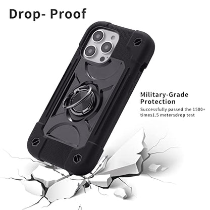 MARKILL Compatible with iPhone 14 Pro Case 6.1 Inch with Built-in Ring Stand, Military Grade Drop Protection Full Body Rugged Heavy Duty Case 3 in 1 Protective Durable Cover Black - color: Black, size: iPhone 14 Pro 6.1"