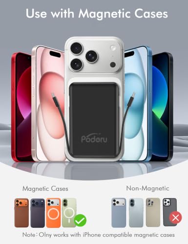 podoru for Magsafe Power Bank, 10000mAh Magnetic Portable Charger - color: Black