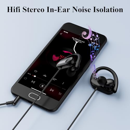 Wired 3.5mm Jack Earbuds with Mic Over Ear Headphones for iPod Laptop Black