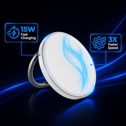MagSafe Compatible 15W Magnetic Wireless Charger with Foldable Stand - color: White