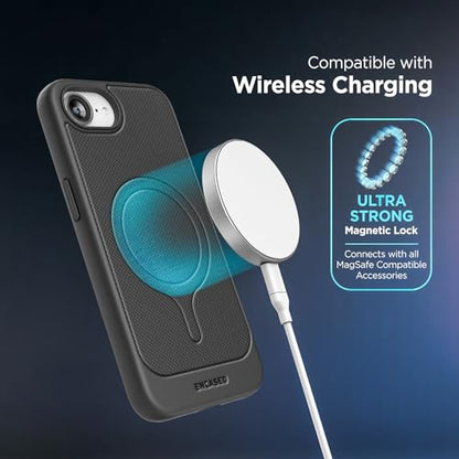 Encased Thin Armor for iPhone 16e / iPhone 17e Case with Belt Clip (Compatible with MagSafe), Slim Flexible Magnetic Cover with Rotating Holster (Matte Black) - size: iPhone 16e