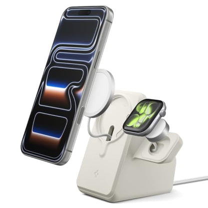 Spigen for MagSafe (25W), Apple Watch Charger Stand Holder Case MagFit Duo - color: Dune Beige, size: MagFit Duo
