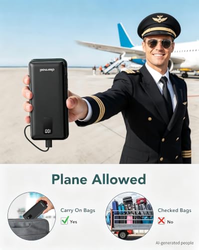 charmast Portable Charger Power Bank 10000mAh with Built-in AC Wall Plug - color: Black