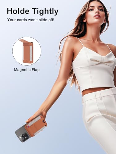 for MagSafe Wallet Works with Apple Find My, Strongest Magnetic Wallet - color: Brown
