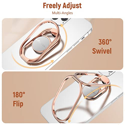 Phone Ring Holder Finger Kickstand 360°Rotation Cellphone Back Grip Foldable Cell Phone Stand for Desk Compatible with iPhone iPad Smartphones Tablets (Hollow Rosegold) - color: Hollow RoseGold