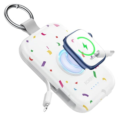 RORRY CharmGo Portable Charger, 5000mAh Portable Charger Power Bank - color: Confetti-White