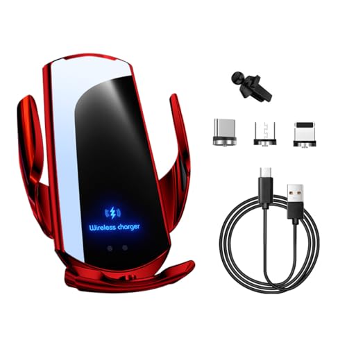 Ohleats Wireless Car Charger Mount, 15W Automotive Electric Wireless Charger Holder, Car Air Vent Mount Bracket Fast Charging for Most Smartphone, Universal Car Accessories (Red) - color: Red