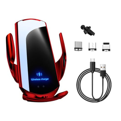 Ohleats Wireless Car Charger Mount, 15W Automotive Electric Wireless Charger Holder, Car Air Vent Mount Bracket Fast Charging for Most Smartphone, Universal Car Accessories (Red) - color: Red