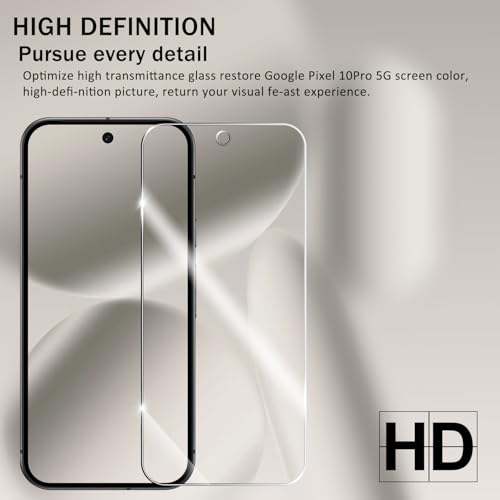 Screen Protector for Google Pixel 10 Pro, [2+2 Pack] Tempered Glass & Camera Lens Protectors[Ultrasonic Fingerprint Unlock] [Case Friendly] [Bubble-Free] Screen Protector Glass For Pixel 10 Pro - size: Google Pixel 10 Pro