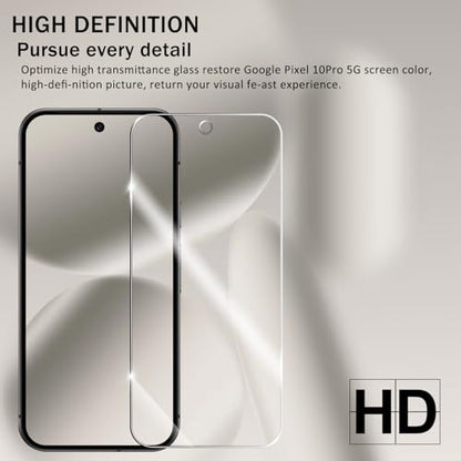 Screen Protector for Google Pixel 10 Pro, [2+2 Pack] Tempered Glass & Camera Lens Protectors[Ultrasonic Fingerprint Unlock] [Case Friendly] [Bubble-Free] Screen Protector Glass For Pixel 10 Pro - size: Google Pixel 10 Pro