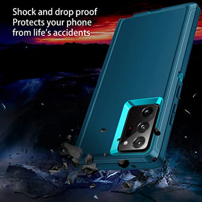 for Galaxy Note 20 Ultra Case Heavy Duty Shockproof Dust/Drop Poof 3 Layers Full Bady Protection Rugged Cover Case for Samsung Galaxy Note 20 Ultra,Turquoise - color: Turquise