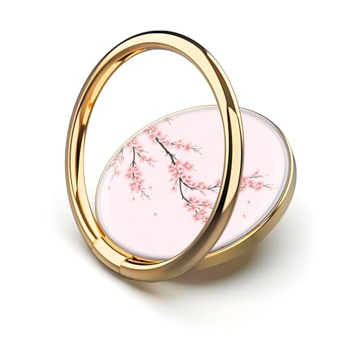 Cell Phone Ring Holder, Cute Metal Phone Grip Stand Finger Ring Kickstand, Flexible 360°Rotation Phone Tablet Case Accessories Compatible with Most Phones Cherry Blossom Branch - color: Cherry Blossom Branch