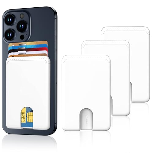 Senose Card Holder for Phone Case, Phone Wallet Stick On, White, 3 Pack - color: White*3