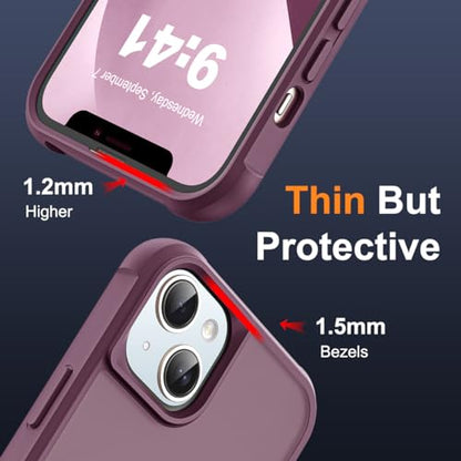 SKYLMW Compatible with iPhone 13/14 Case with Stand,Wine Red | iPhone 13 Case iPhone 14 Case 6.1",Magnetic Ring Stand,Compatible with MagSafe,Military-Grade Protection,Great Grip Feeling - color: Wine Red, size: Iphone 13 & Iphone 14