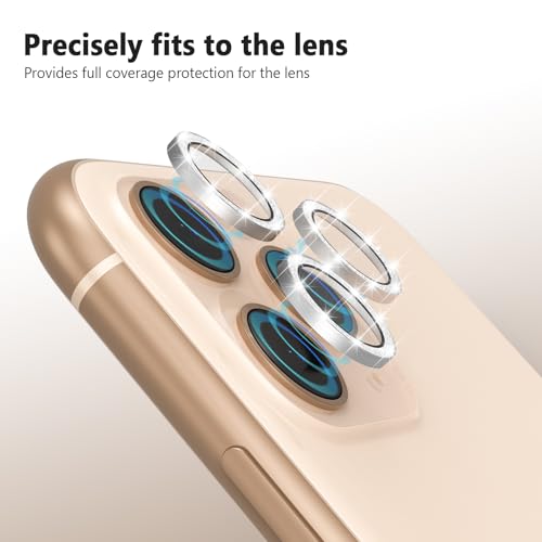 TENOC Camera Lens Protector for iPhone 11 Pro & 11 Pro Max, Silver Glitter - size: iPhone 11 Pro/11 Pro Max