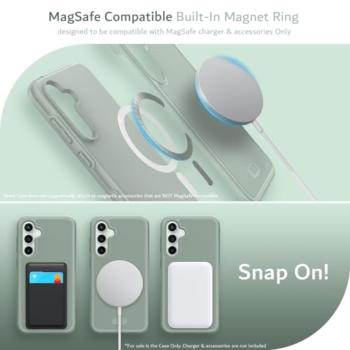 TUDIA MergeGrip Magsafe Compatible Phone Case for Samsung Galaxy S23 FE 2023 - Dual Layer, Shockproof, Military Grade, Non-Slip, Heavy Duty Protective Phone Case with Wireless Charging - Green Lily - color: Green Lily, size: Magnetic Galaxy S23 FE