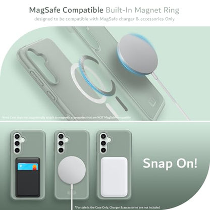TUDIA MergeGrip Magsafe Compatible Phone Case for Samsung Galaxy S23 FE 2023 - Dual Layer, Shockproof, Military Grade, Non-Slip, Heavy Duty Protective Phone Case with Wireless Charging - Green Lily - color: Green Lily, size: Magnetic Galaxy S23 FE