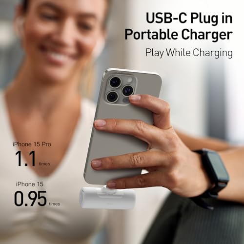 iWALK 4,500mAh USB-C Portable Charger, Power Bank with Built-in Connector, Phone Battery Pack, Compatible with iPhone 18/17/16/15 Series, Samsung Galaxy S24/S23/S22 and Android Phones, Pink - color: Pink