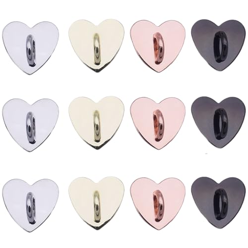 12Pcs Phone Charm Hook,Finger Ring Loop Stand for DIY Hanging, Heart Phone Holder,Adhesive Phone Finger Grip Loop Stand Metal Phone Charm Rings for DIY Hanging Supplies, 4 Colors