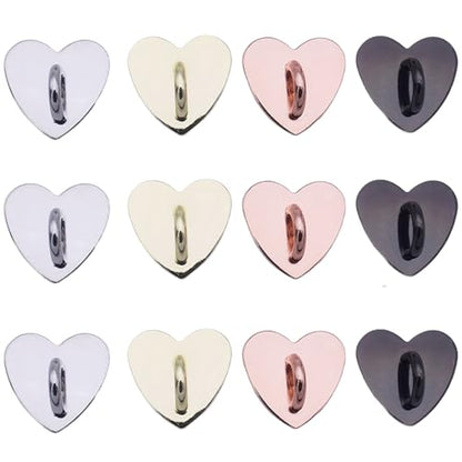 12Pcs Phone Charm Hook,Finger Ring Loop Stand for DIY Hanging, Heart Phone Holder,Adhesive Phone Finger Grip Loop Stand Metal Phone Charm Rings for DIY Hanging Supplies, 4 Colors