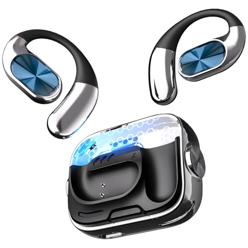 Open-Ear Headphones, Wireless Bluetooth Earbuds 360° Swivel Charging Case