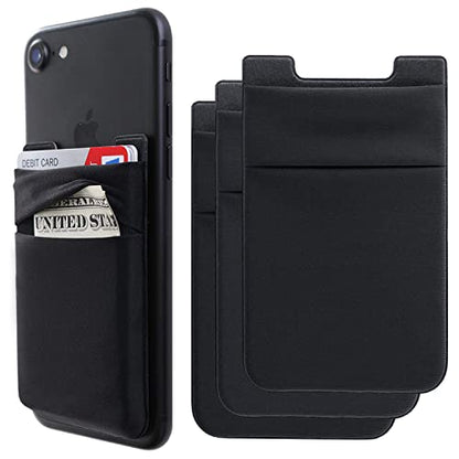 Phone Card Holder Stretchy Wallet Pocket Credit Card ID Case Pouch Sleeve - color: Black