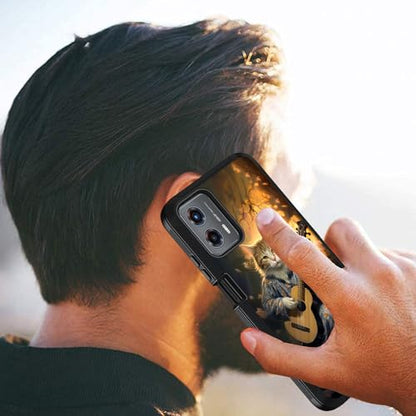 for Moto G 5G 2024/Moto G Play 5G 2024 Case, Military Grade Heavy Duty [3-Layer] Dustproof Shockproof Full-Body Protective Case for Motorola Moto G 5G 2024, Cat Playing Guitar - color: Cat Playing Guitar