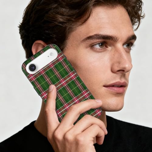 Green Red Checkered & Yellow LinesAnti-Yellowing Soft TPU Phone Case for iPhone 17, Shockproof and Scratch-Resistant Case - color: black-style-205