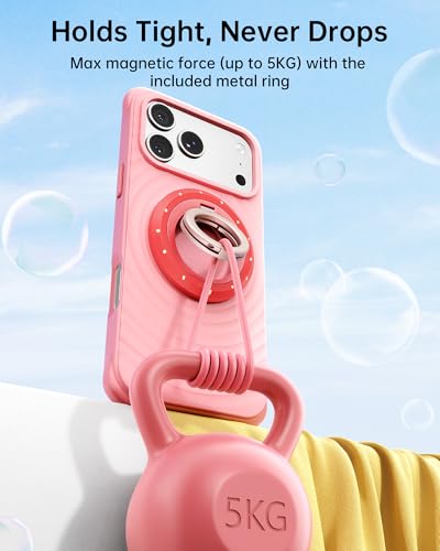 SYNCWIRE Magnetic Phone Ring Holder, for MagSafe Phone Grip Stand Kickstand - color: Berry Pop