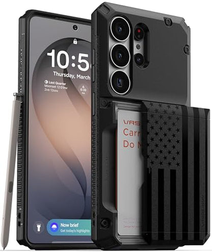 VRS DESIGN Damda Glide Pro for Samsung Galaxy S26 Ultra Case (2026), [US Patented] Semi-Auto Card Holder Wallet Case [4 Cards], Heavy Duty Rugged Shockproof Protective Cover (Liberty Black) - color: Liberty Black