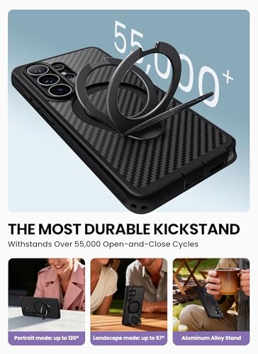 i-Blason for Samsung Galaxy S26 Ultra Case MagSafe with Ring Stand, Aramid Fiber Made, 360° Full-Body with Built-in Screen Protector, 2-in-1 Kickstand/Ring Holder, Solid Shockproof Phone Case, Aramid - color: Aramid