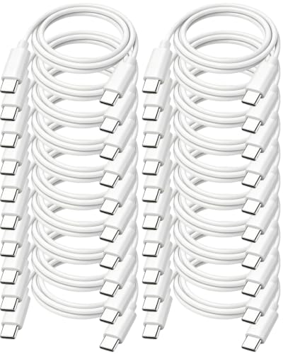 USB-C to USB-C Cable 6FT 20-Pack, USBC Cable Fast Charging & Data & Carplay - color: White, size: 6FT