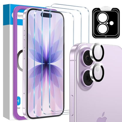 Fotbor Compatible with 3 Pack iPhone 17 Screen Protector With 1 Set Camera Lens Protector, 2025 Upgrade 9H+ Premium Tempered Glass, Easy Installation Kits, 6.3 inch - size: iPhone 17-6.3 inch