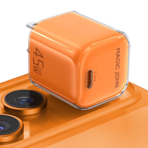MAGIC JOHN 45W PD USB C Charger, Fast Charging Wall Power Adapte, Orange - color: Orange