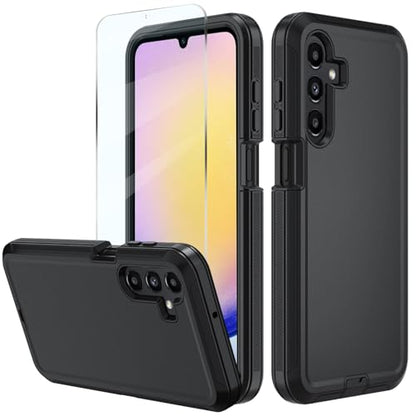 for Samsung Galaxy A16 5G case,A16 5G Heavy Duty case,with A Tempered Glass Screen Protector, [Military Grade Protective ] [Shockproof] [Dropproof] [Dust-Proof] (with Belt Clip-Black) - color: with Belt Clip-Black