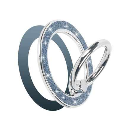 Guppy Magnetic Phone Ring Holder, Glitter Magnet Finger Ring Grip Stand Holder, 360° Rotation with Cell Phone Ring Stand, Compatible with MagSafe for iPhone 17 Pro Max 16 15 14 13 12 All-Blue - color: Blue