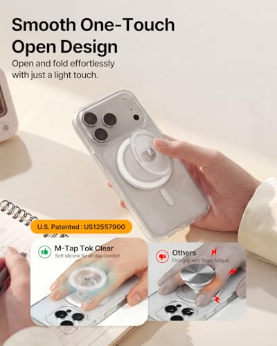 Sinjimoru Magnetic Phone Grip for MagSafe, Soft Silicone, Clear Glitter - color: Clear Glitter