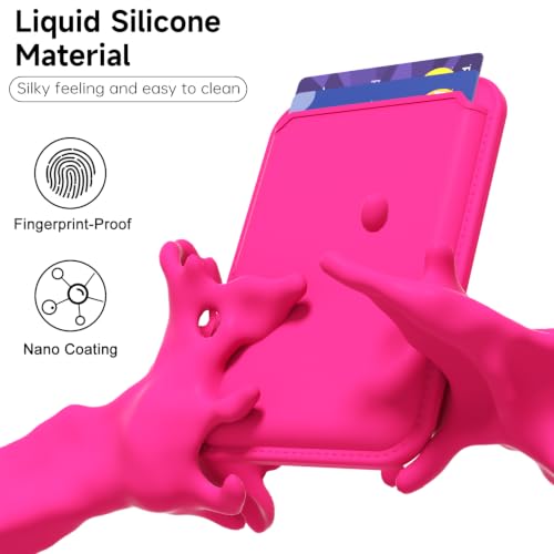 LoeoeL Magnetic Phone Wallet Compatible with Magsafe Wallet, Silicone ID Credit Card Holder Wallets for Back of Phone Pocket, Slim Thin Pouch Sleeve Wallets for iPhone Samsung, Neon Hot Pink - color: Hot Pink