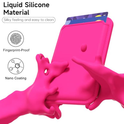 LoeoeL Magnetic Phone Wallet Compatible with Magsafe Wallet, Silicone ID Credit Card Holder Wallets for Back of Phone Pocket, Slim Thin Pouch Sleeve Wallets for iPhone Samsung, Neon Hot Pink - color: Hot Pink