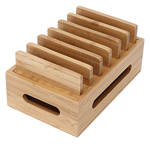 Buachois Bamboo Charging Station Universal Holder Docking Station for Phone Tablet Watch Earbuds