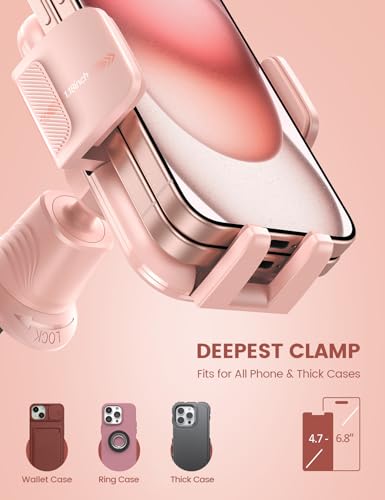 Lamicall 2026 Wider Clamp & Metal Hook Car Phone Holder Vent Accessories - color: NEW Upgraded - Pink