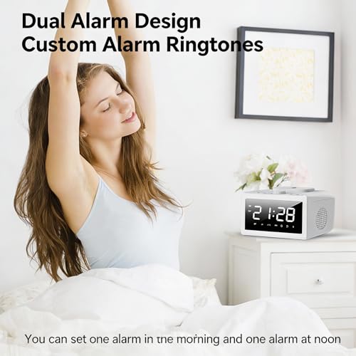Multifunctional Wireless Charger, Wireless Charging Station with Time and Alarm Clock, Charging Dock with Bluetooth Speaker, 15W Wireless Fast Charging, All-in-One Charging Base,S31 White. - color: Multifunctional Alarm Clock S31 White