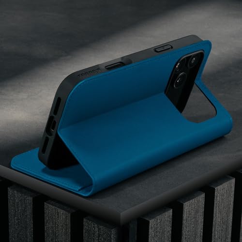 TORRO Leather Case Compatible with iPhone 17 Pro 6.3" 2025 - Premium Leather Wallet Flip Case with Kickstand and Card Slots (Compatible with Official MagSafe Chargers) - Blue - color: Blue, size: iPhone 17 Pro