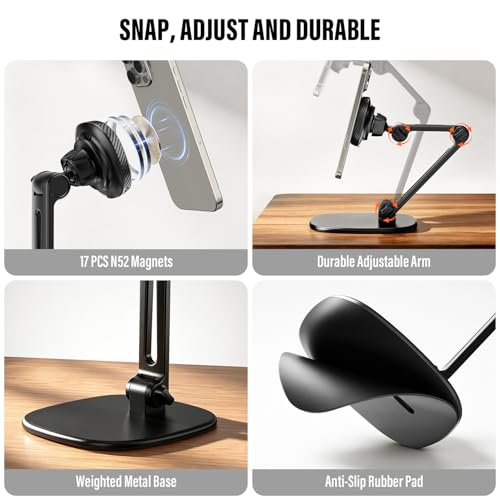 APPS2Car Qi2 15W Wireless Charger Stand Adjustable Phone Holder for Desk - color: Black - Wireless Charging Stand