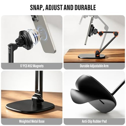 APPS2Car Qi2 15W Wireless Charger Stand Adjustable Phone Holder for Desk - color: Black - Wireless Charging Stand