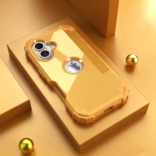 IDweel for iPhone 16 Case with Screen Protector,Luxury 3 in 1 Shockproof Slim Fit Hybrid Heavy Duty Hard PC Cover Soft Silicone Bumper Full Body Anti-Fingerprint Case,Glitter Sundial Golden - color: Glitter Sundial Golden